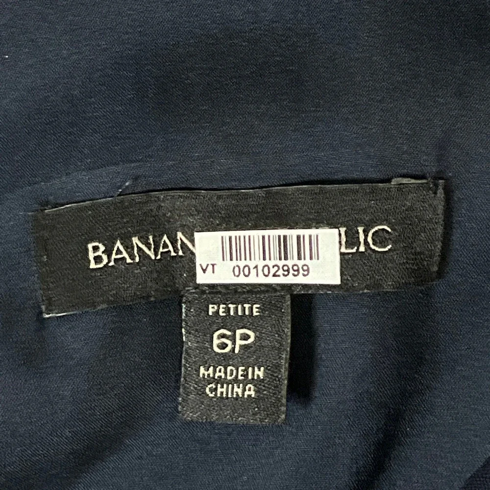 Banana Republic Jumpsuit Women 6 Navy Linen Tie Back Wide Leg Cropped Petite‎